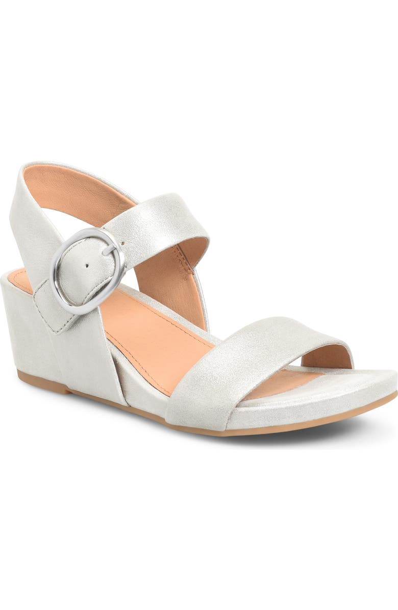 Söfft Vaya Ankle Strap Wedge Sandal, Main, color, Silver/ Stone