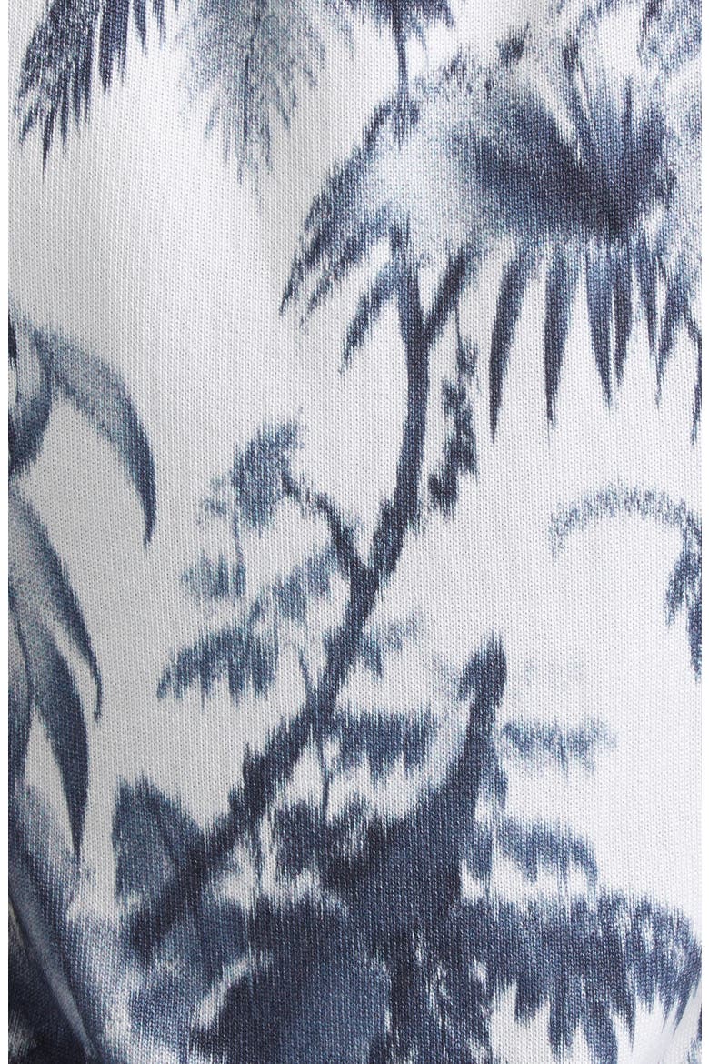 Print Palm Leaf Sleeveless Cotton Blend Sweater, Alternate, color, NAVY/ WHITE