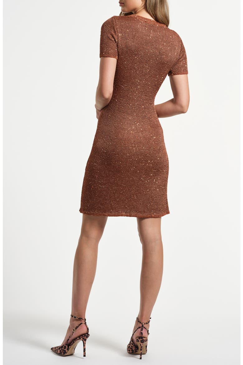 Sequin Mock Neck Sweater Dress, Alternate, color, GOLDEN CARAMEL