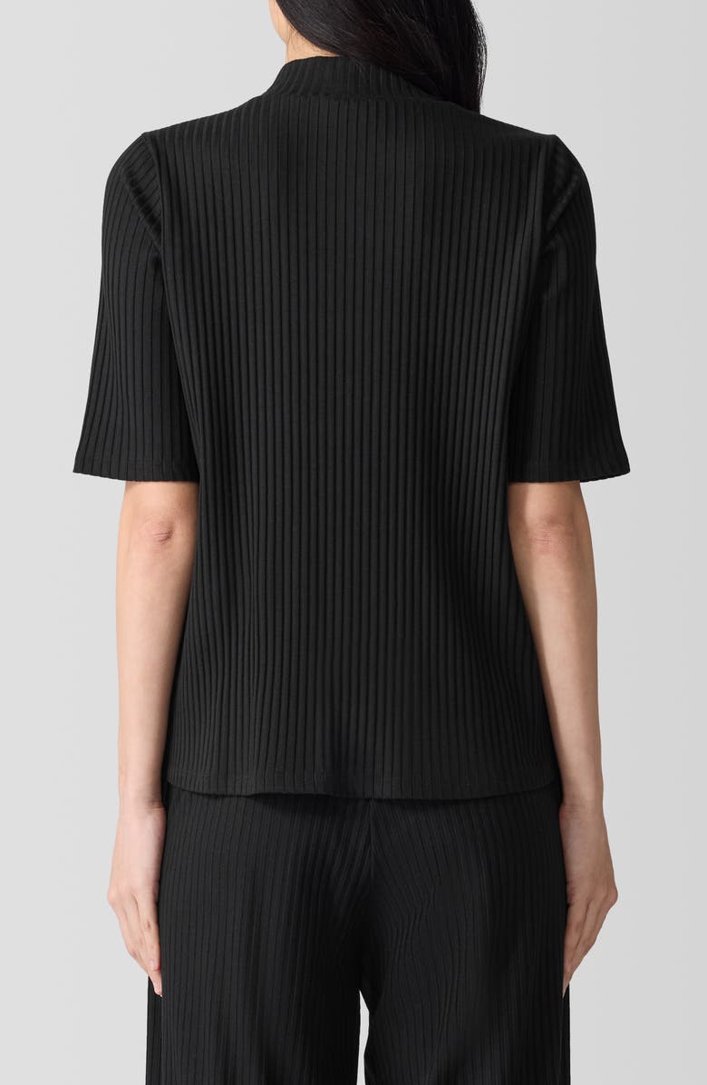 Eileen Fisher Mock Neck Rib Top, Alternate, color, Black
