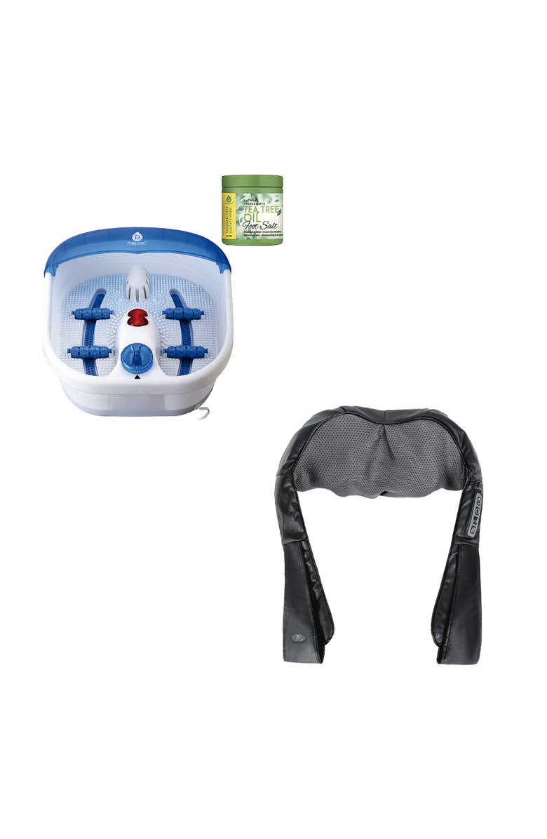 PURSONIC Ultimate Recovery Bundle Pursonic 3D Shiatsu Back Massager & Heated Foot Spa, Main, color, Multicolor