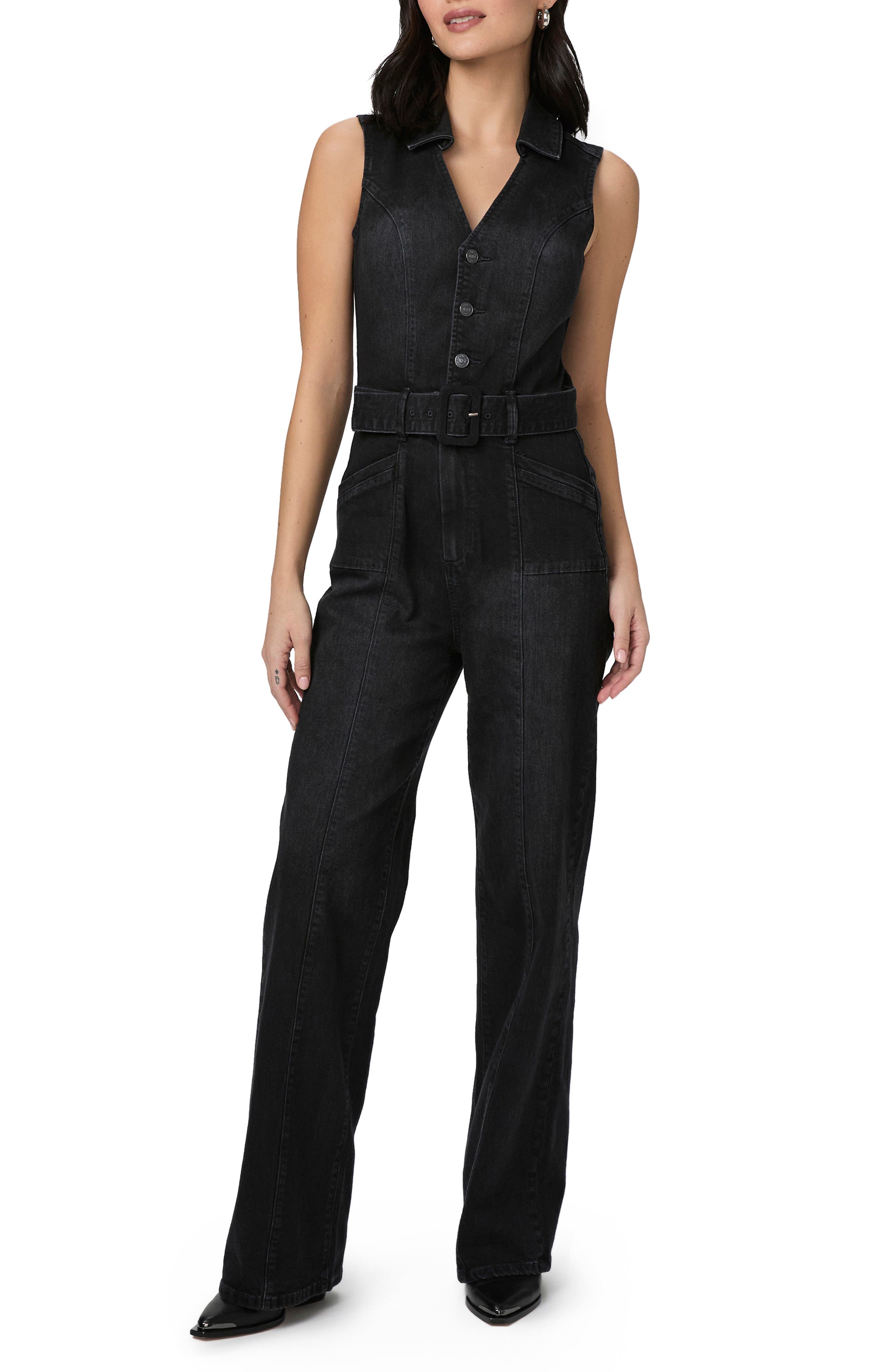 PAIGE Sasha Belted Denim Jumpsuit