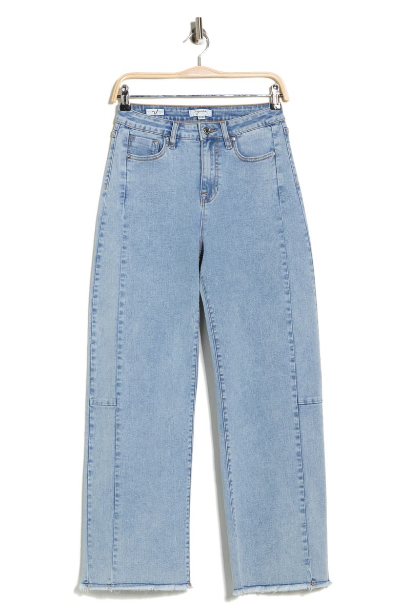 Vigoss Stella Frayed High Waist Ankle Barrel Jeans, Alternate, color, Light Wash