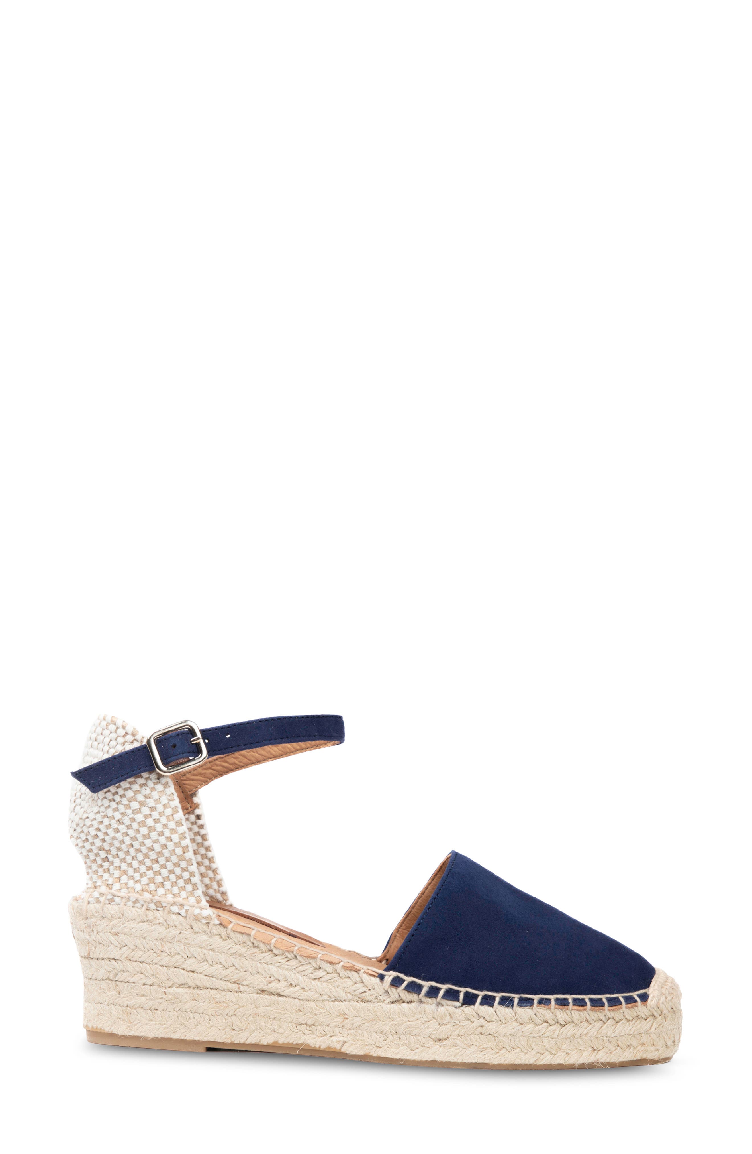 Sahara Ankle Strap Espadrille Wedge, Alternate, color, NAVY SUEDE