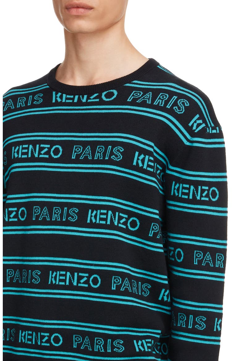 Logo Intarsia Crewneck Sweater, Alternate, color, BLACK