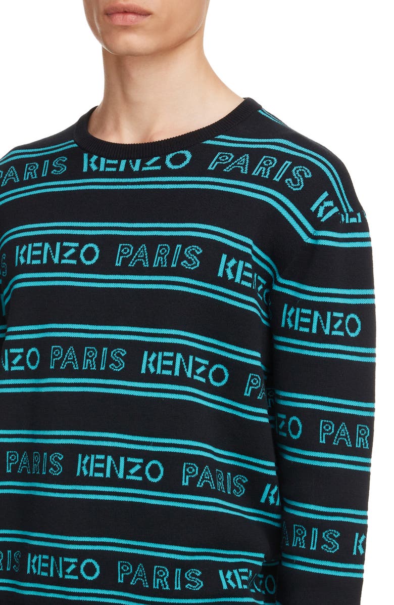 KENZO Logo Intarsia Crewneck Sweater, Alternate, color, 
