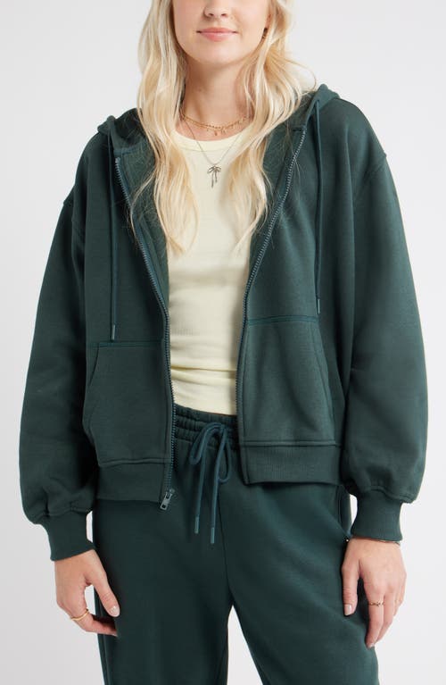 Bp. Relaxed Cotton Blend Zip Hoodie In Green