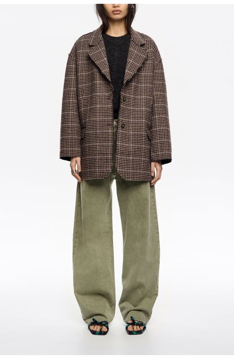 Checked Double-Face Raw Finish Coat