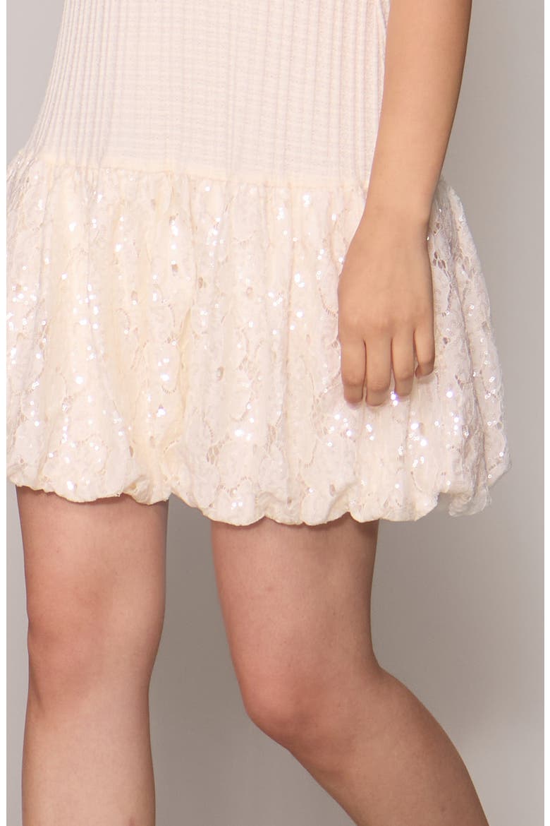 Bubble Hem Halter Minidress, Alternate, color, CREAM