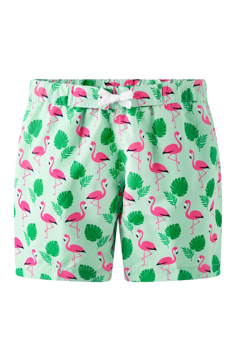 Rachel Riley Flamingo Swim Shorts, Main, color, Green