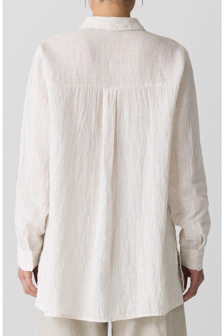 Classic Collar Organic Linen Long Sleeve Button-Up Shirt, Alternate, color, CHALK