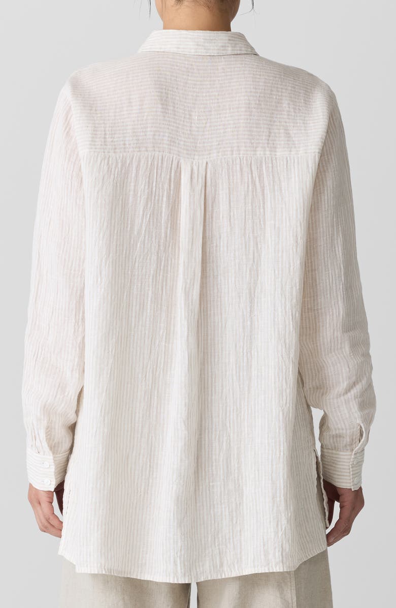 Eileen Fisher Classic Collar Organic Linen Long Sleeve Button-Up Shirt, Alternate, color, Chalk