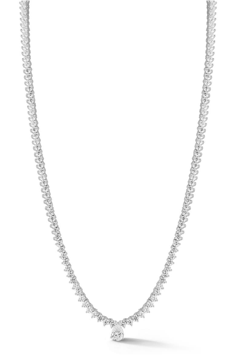 Cubic Zirconia Tennis Necklace, Main, color, SILVER