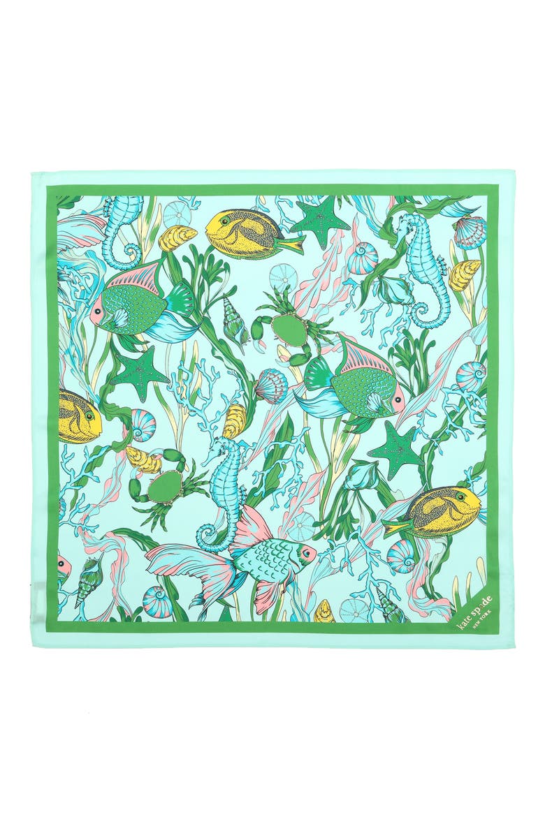 under the sea silk bandana scarf, Main, color, LOW TIDE