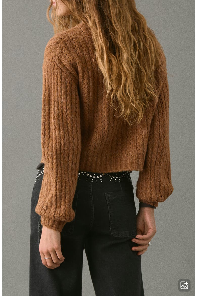 Chunky Crop Sweater, Alternate, color, CARAMEL