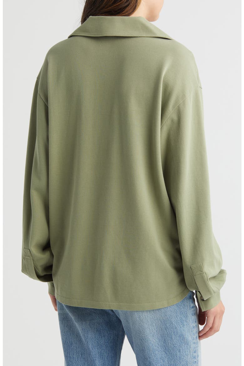 Oversize Long Sleeve Cotton Polo, Alternate, color, OLIVE ACORN