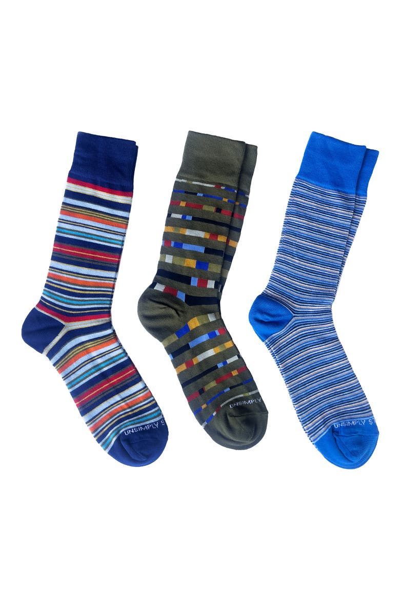 Assorted 3-Pack Crew Socks, Main, color, GREEN MULTI COLOR
