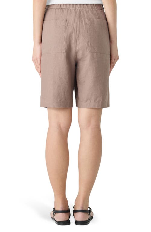 Shop Eileen Fisher Organic Linen Shorts In Cocoa