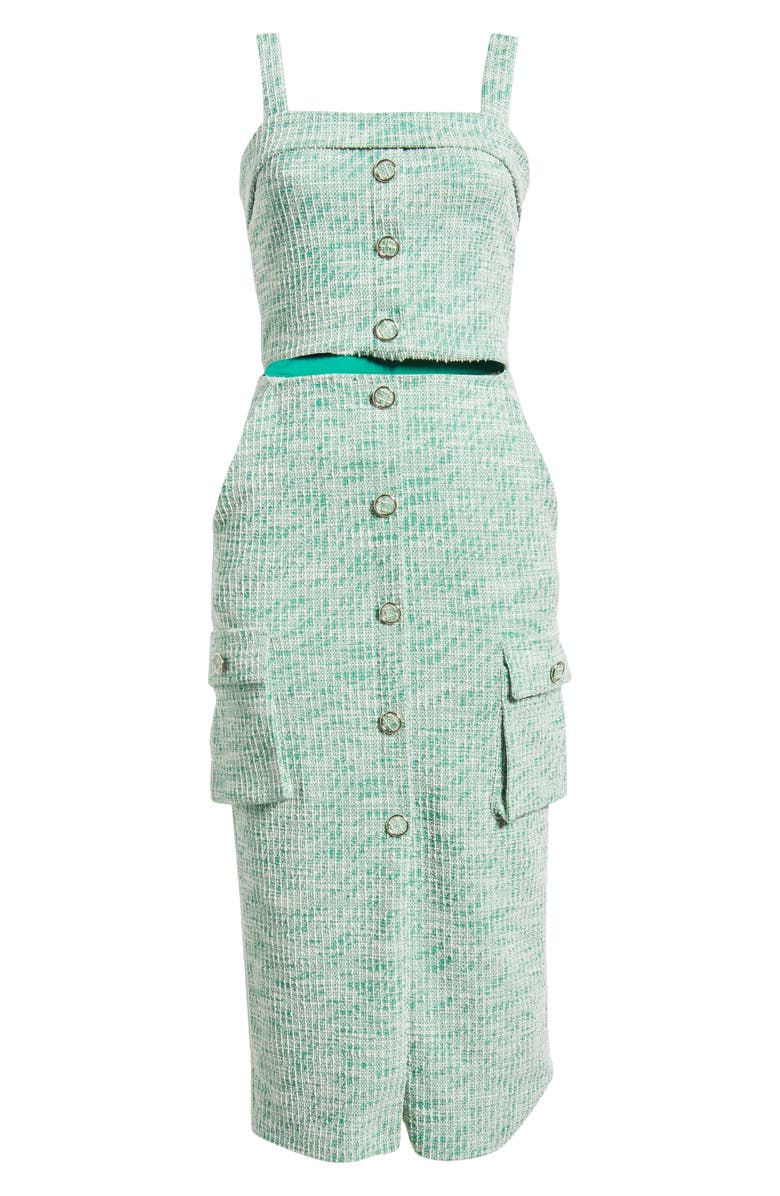 Black Halo Roland Tweed Crop Top & Pencil Skirt Set, Alternate, color, Prestigious Pine