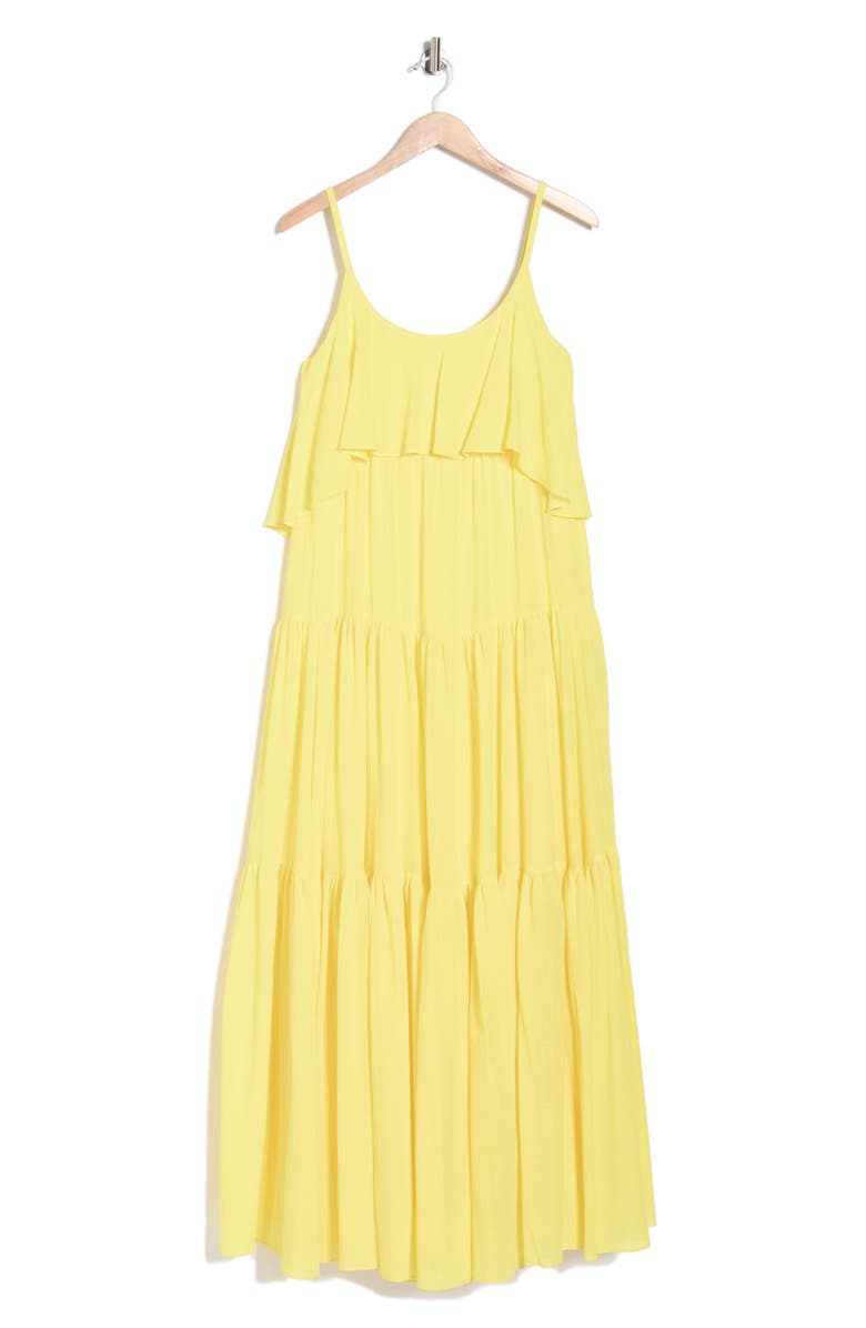 Longchamp Ruffle Tiered Cotton Sundress, Main, color, Lemon
