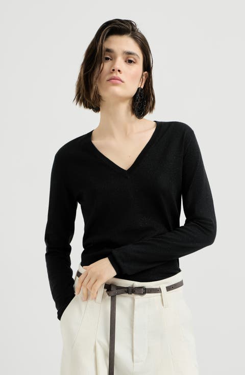 Cashmere and silk sparkling lightweight sweater