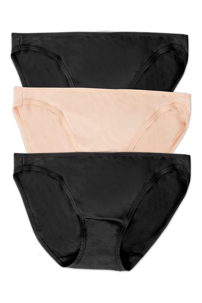 Assorted 3-Pack So Smooth Low Rise Bikinis, Alternate, color, BARE/ BLACK
