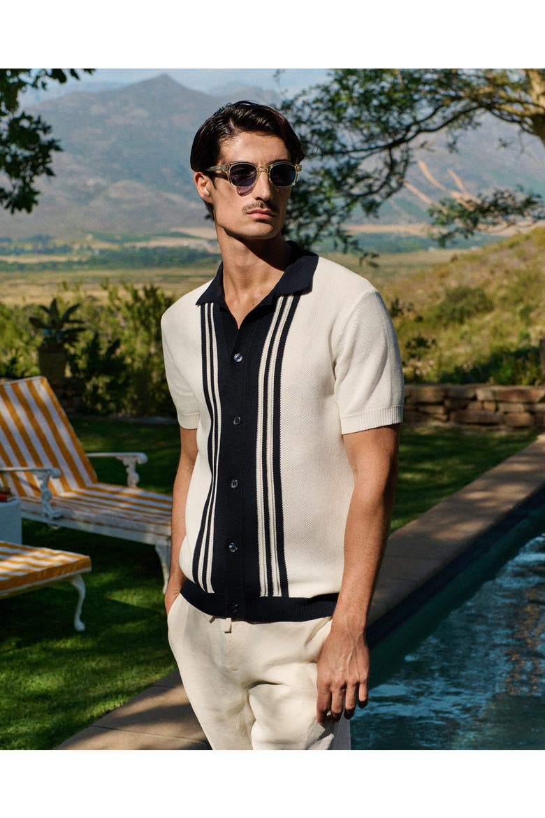 Tiernan Piqué Classic-Fit Knitted Shirt, Alternate, color, WHITE SAND/NIGHT IRIS
