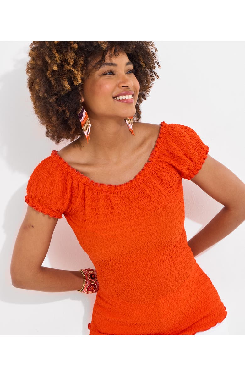 Joe Browns Stretchy Off The Shoulder Tee, Alternate, color, Vibrant Orange