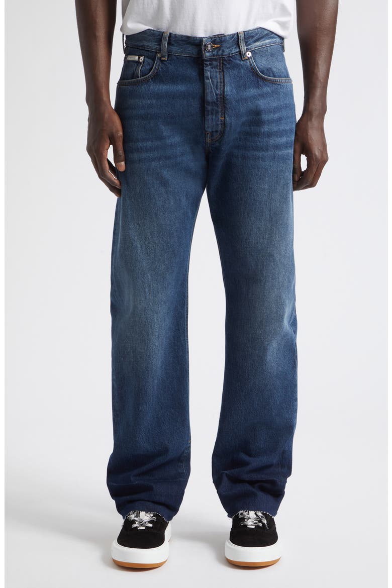 Fringe Regular Fit Straight Leg Jeans, Main, color, GREY BLUE