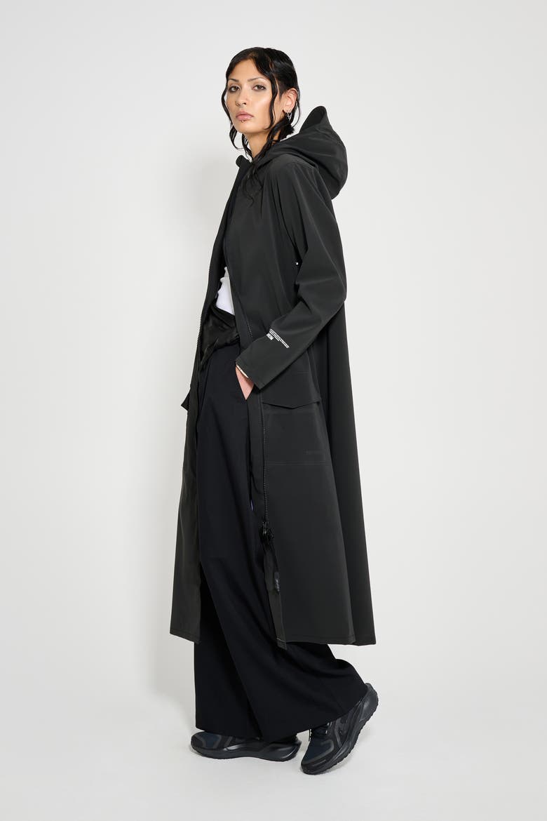 Mosebacke Long Patch Matte Raincoat, Alternate, color, Black