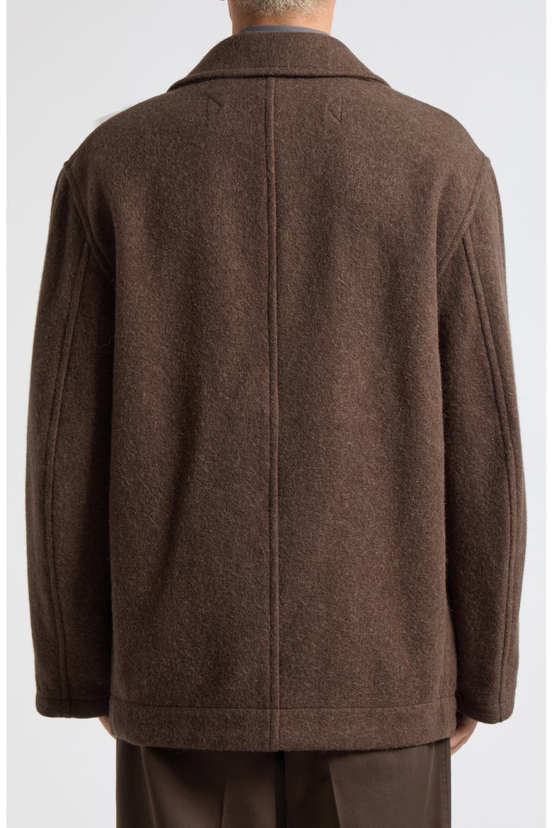 Short Double Breasted Wool & Alpaca Coat, Alternate, color, MUD
