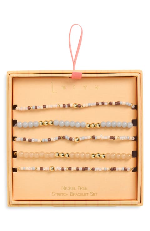 Set of 5 Beaded Stretch Bracelets