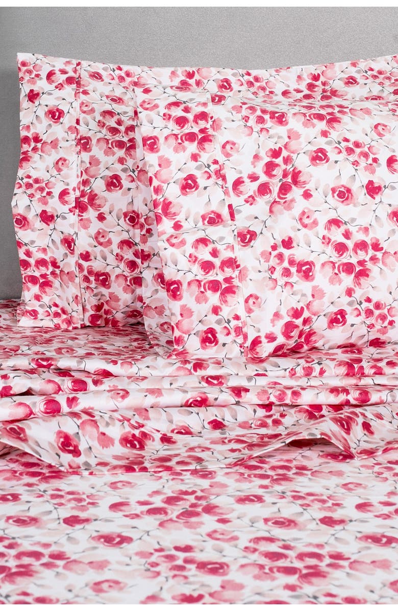 MELANGE HOME Red Queen 400 Thread Count Cotton Poppy Sheet 4-Piece Set, Alternate, color, Red