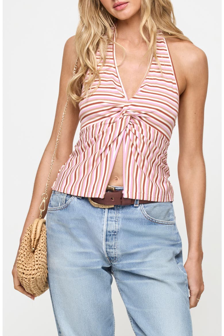 Callie Halter Cover-Up Top, Main, color, AZALEA STRIPE