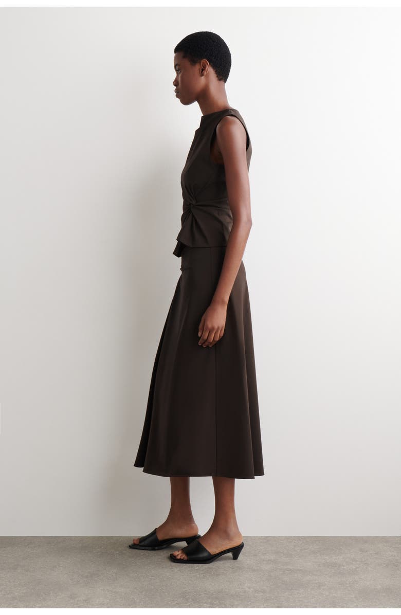 COS Twist-Detail Jersey Top, Alternate, color, Dark Brown