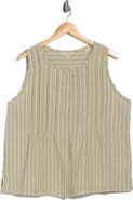 MAX STUDIO Stripe Pintucked Sleeveless Top
