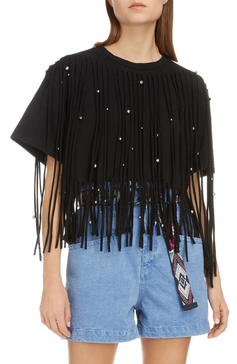 Isabel Marant Beaded Fringe Top, Main, color,