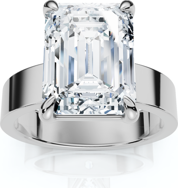 4Ct Emerald Diamond Cigar Band Engagement Ring 14k Gold or Platinum Lab Grown
