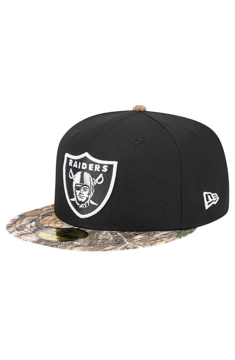 New Era Men's New Era Black Las Vegas Raiders Active Two-Tone Camo 59FIFTY Fitted Hat, Alternate, color, Black