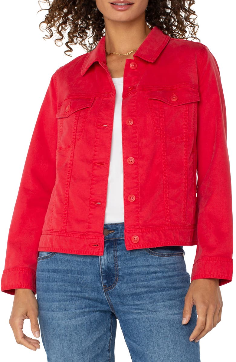 Liverpool Los Angeles Button Front Trucker Jacket, Main, color, 