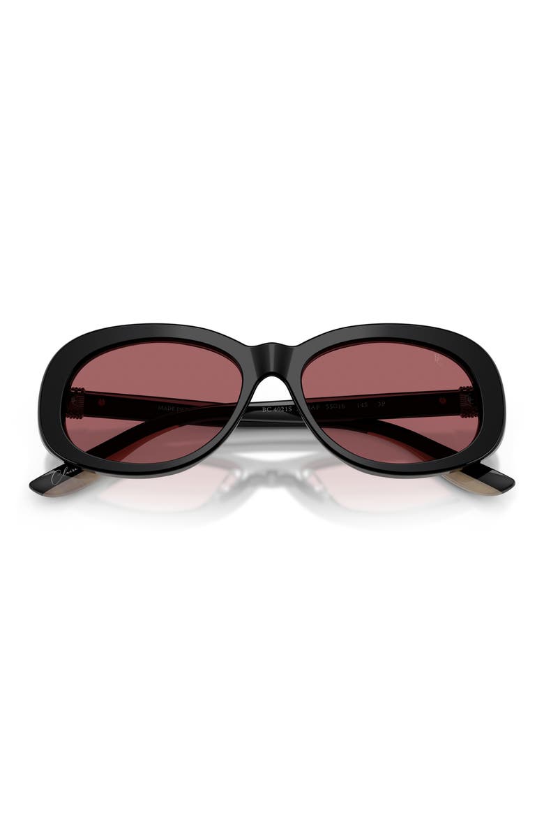 Claire 55mm Polarized Irregular Sunglasses, Alternate, color, BLACK