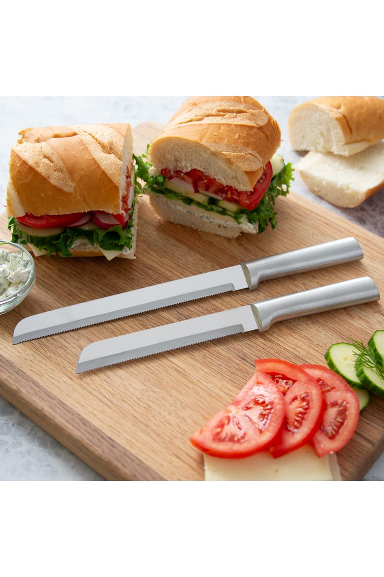 Cutlery 8-Inch Bread Knife Stainless Steel Serrated Blade, Aluminum Handle, Alternate, color, Silver