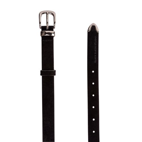 Black Suede Studio Western Belt In Black/silver