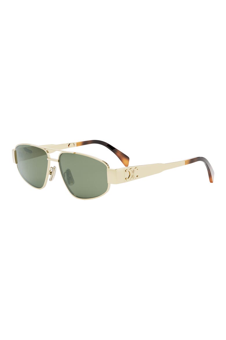 Triomphe 57mm Pilot Sunglasses, Alternate, color, SHINY ENDURA GOLD / GREEN