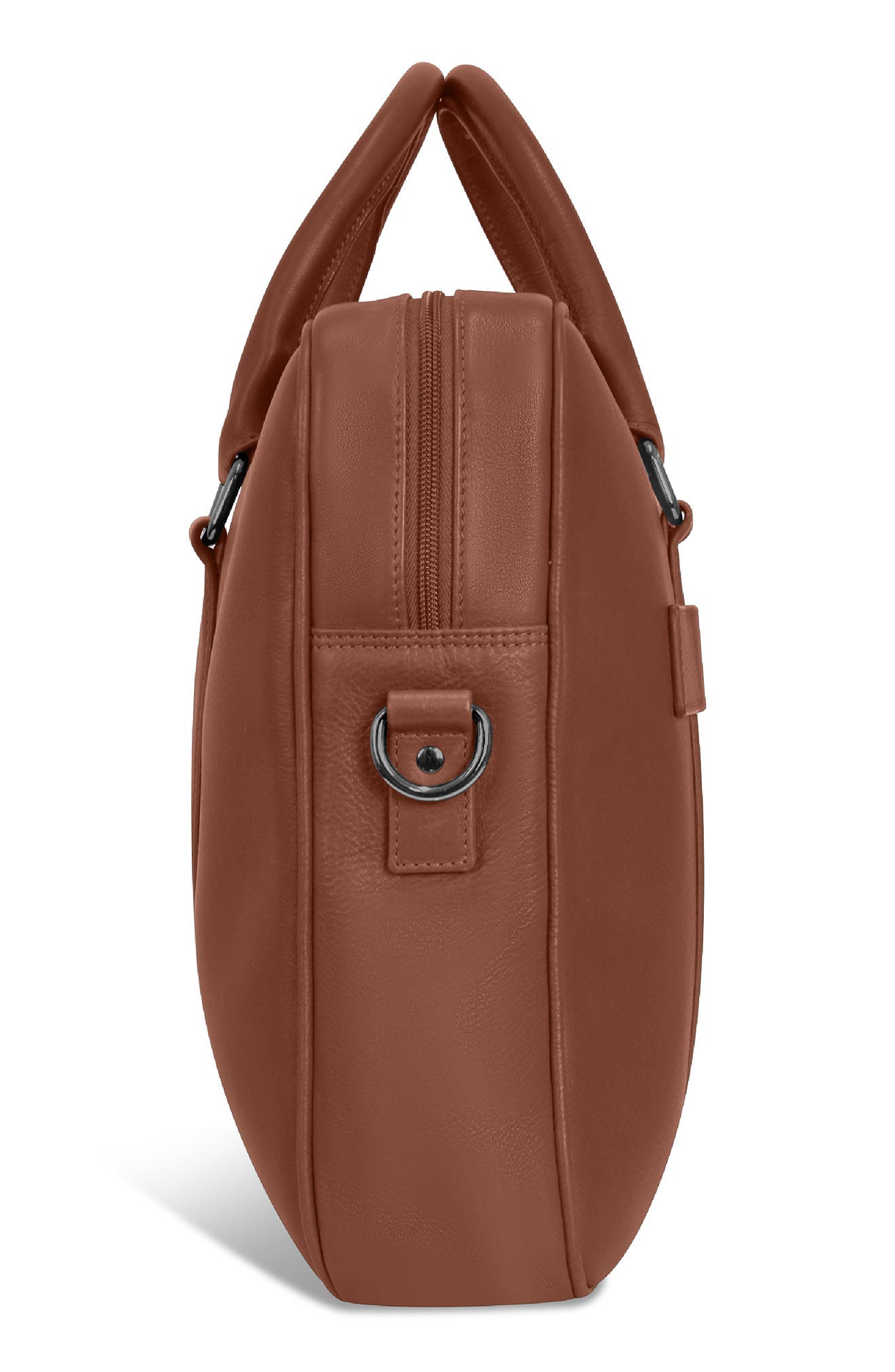 CHAMPS Compact Leather Slim Briefcase, Alternate, color, Brown