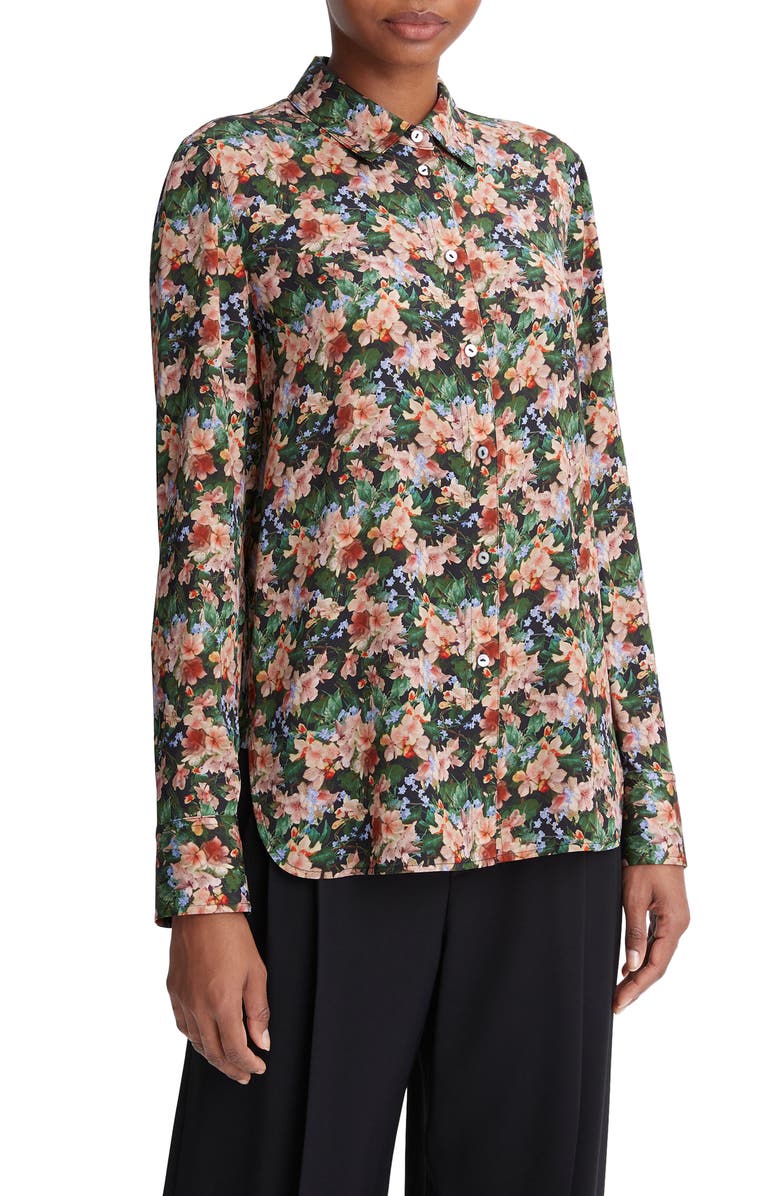 Vince Wild Primrose Stretch Silk Blouse, Alternate, color, 