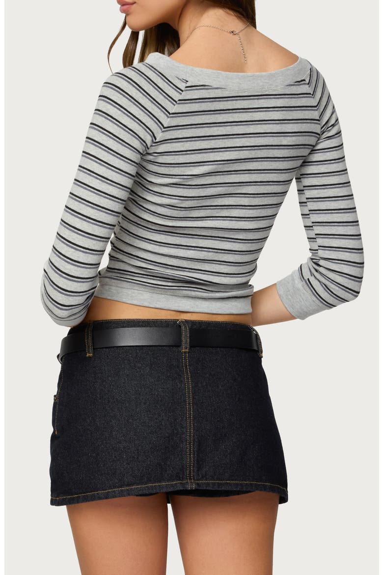 Imelde Stripe Boat Neck Crop Top, Alternate, color, GRAY-MELANGE