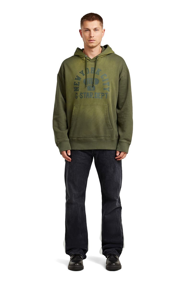 G-STAR Logo Graphic Hoodie, Alternate, color, Combat