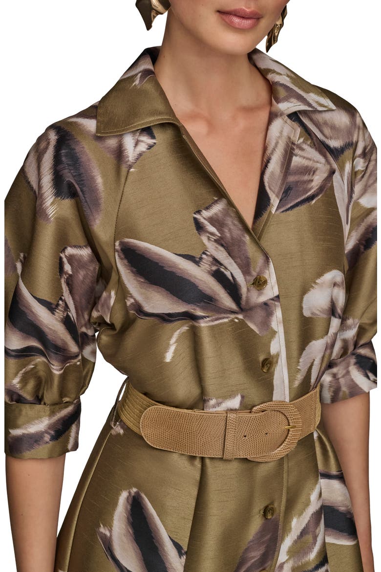 Print Belted Midi Shirtdress, Alternate, color, SMOKY OLIVE