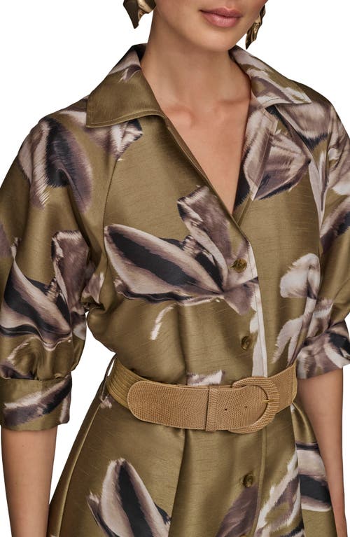 Donna Karan New York Print Belted Midi Shirtdress In Green